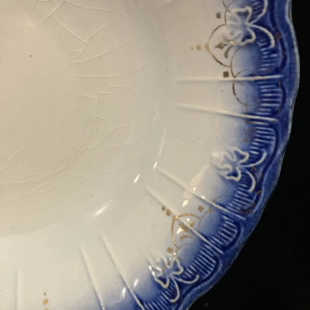 Vintage Blue Imperial Limoges China Soup/Cereal Bowl With Gold Accent Decoration